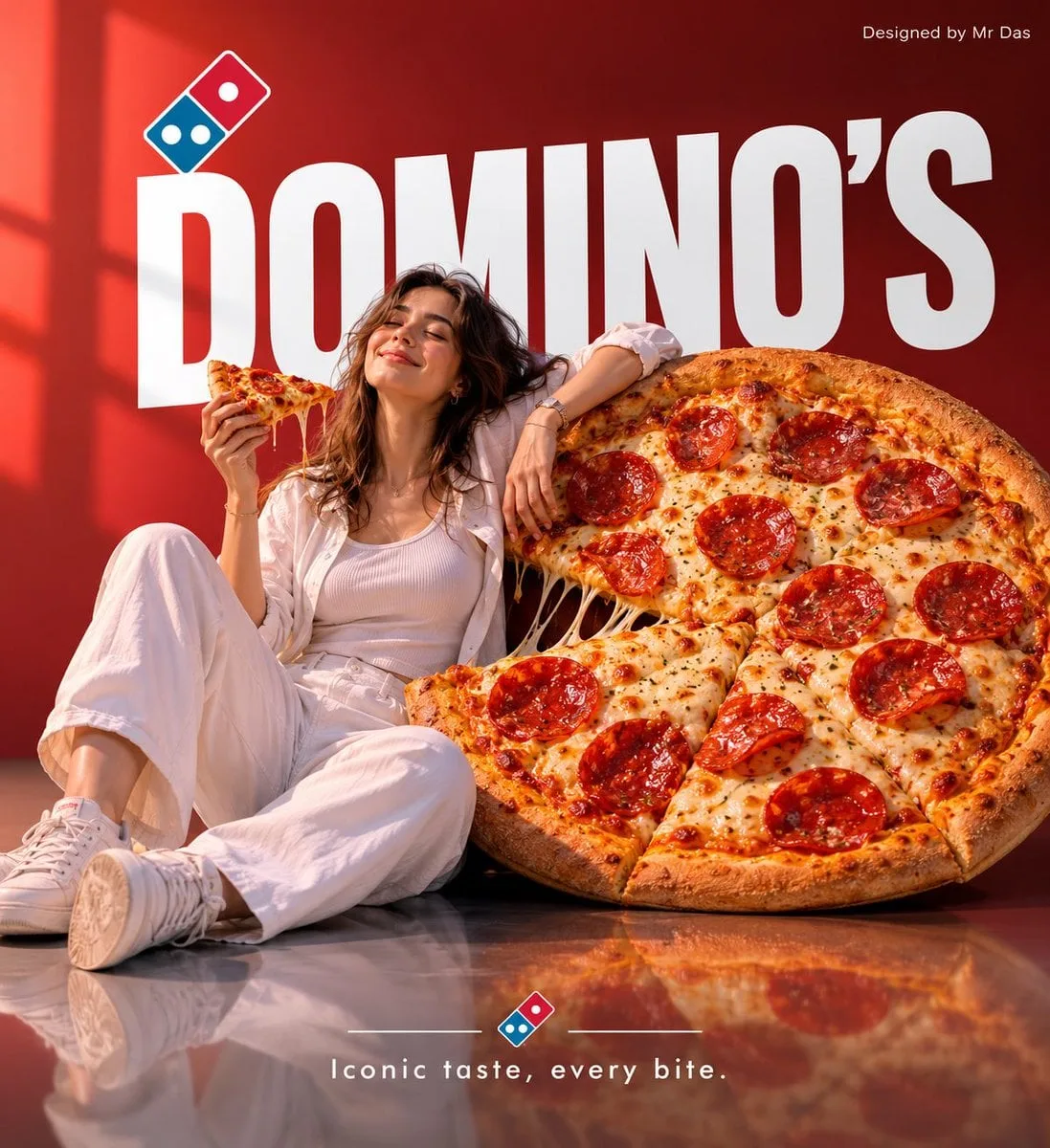 Minimalist commercial ad featuring oversized Domino’s