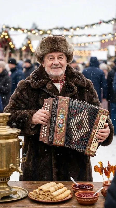 Масленица: мужчина в тулупе