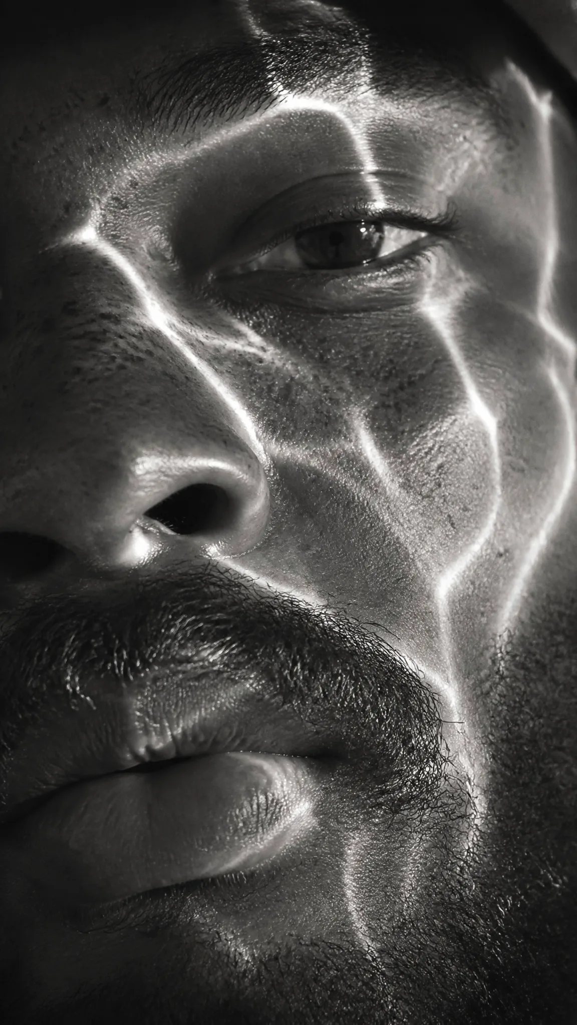 A hyperrealistic 8K black and white