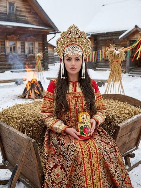 Масленица: деревенский двор зимой