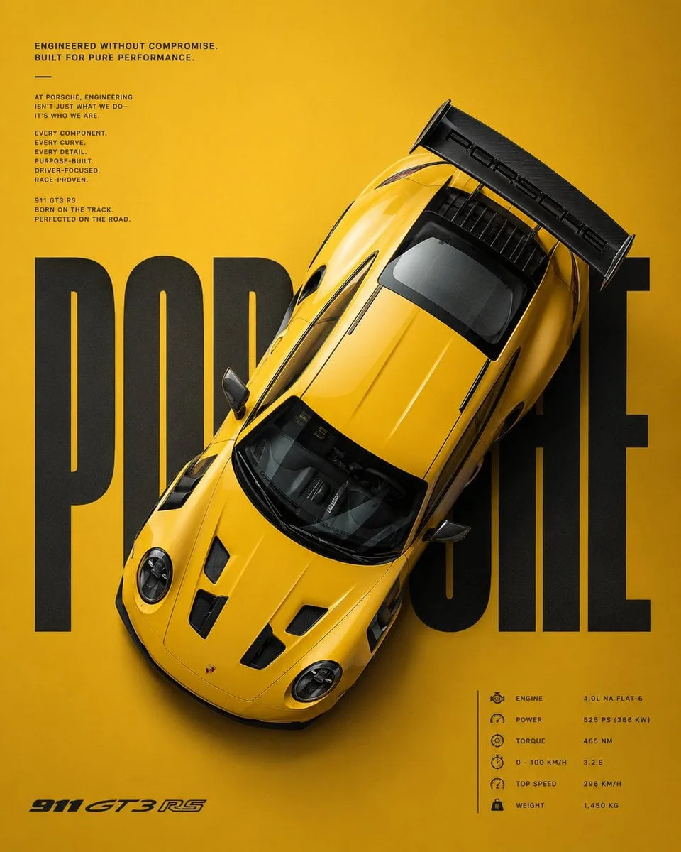 Create a premium automotive advertising poster