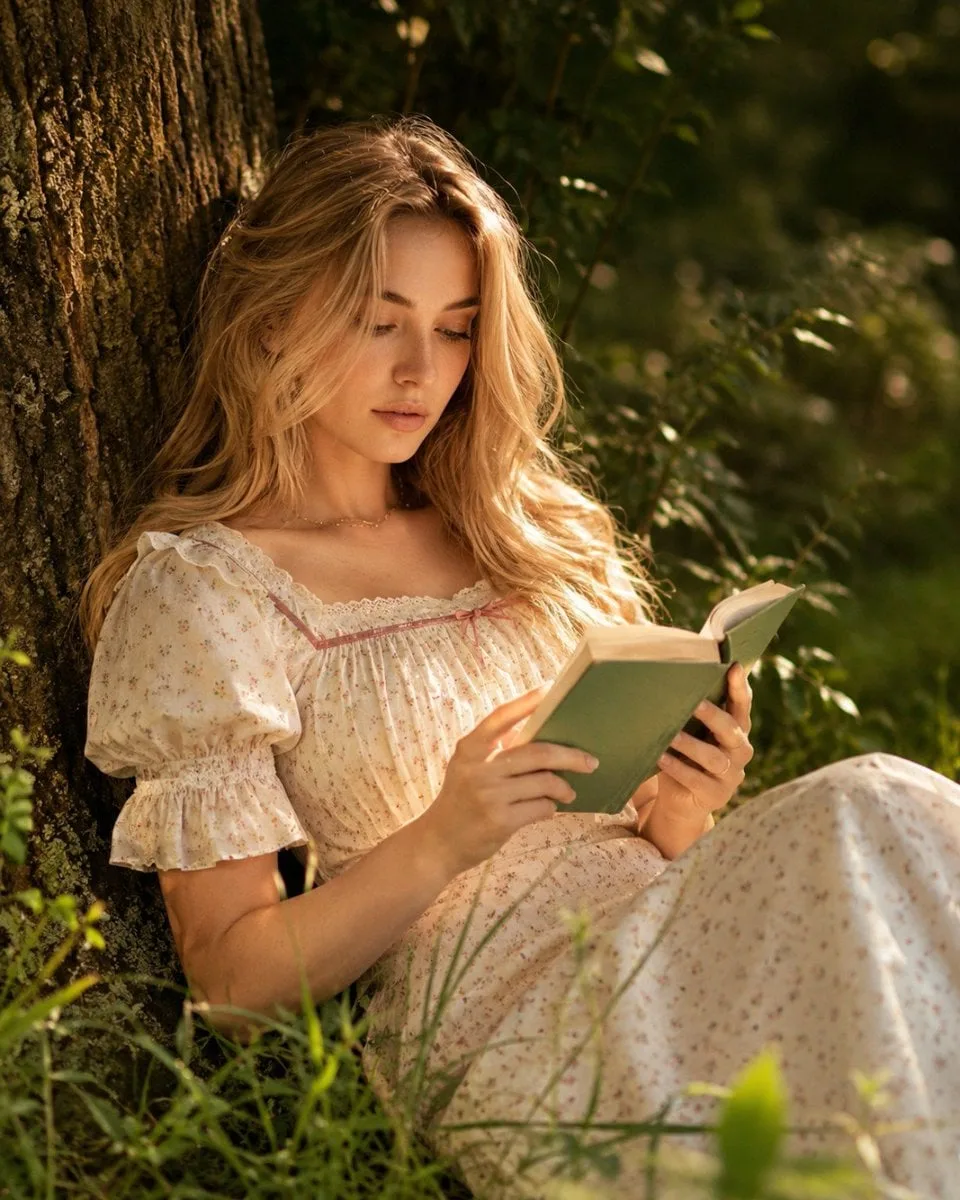 A dreamy cottagecore editorial portrait captured