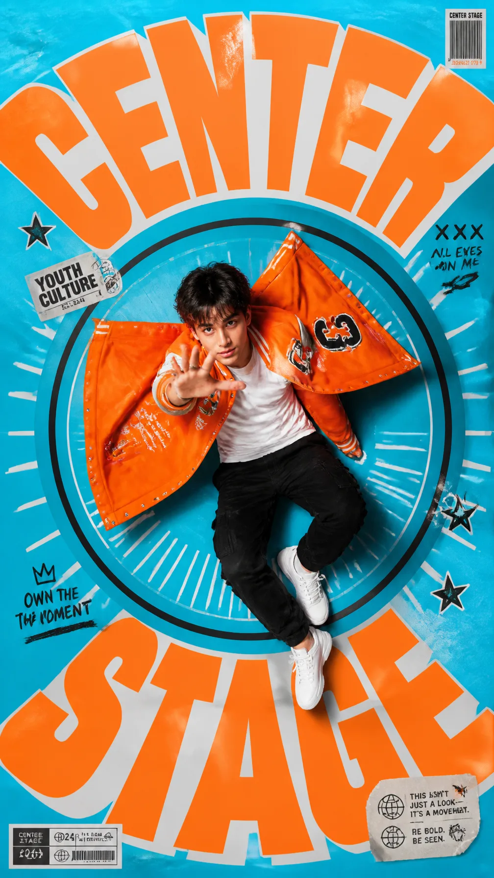A premium 9:16 youth-culture fashion poster.Main
