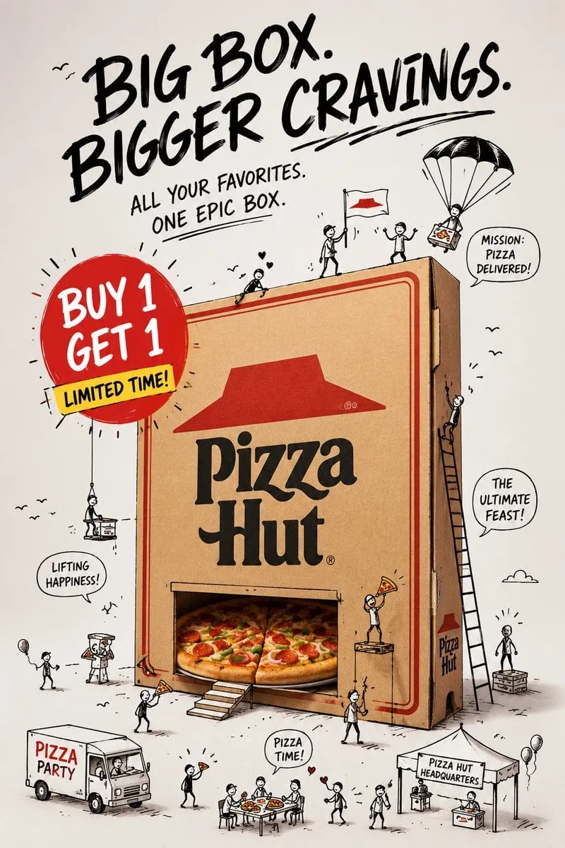 Create a premium mixed-media advertising poster