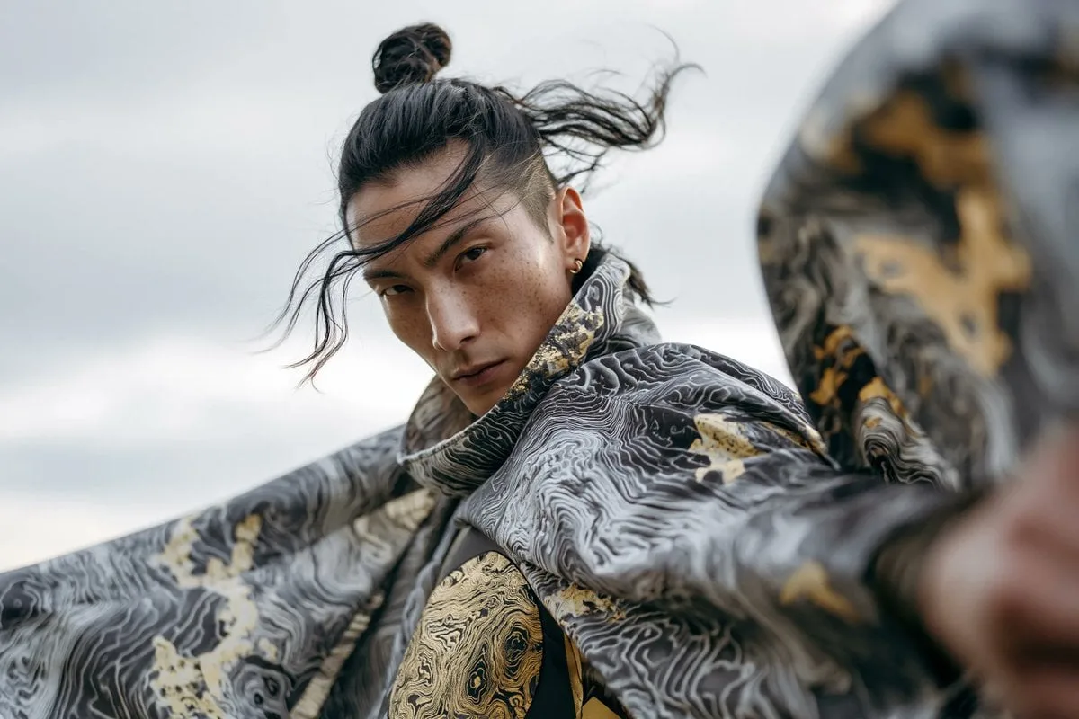A high-fashion editorial portrait of a