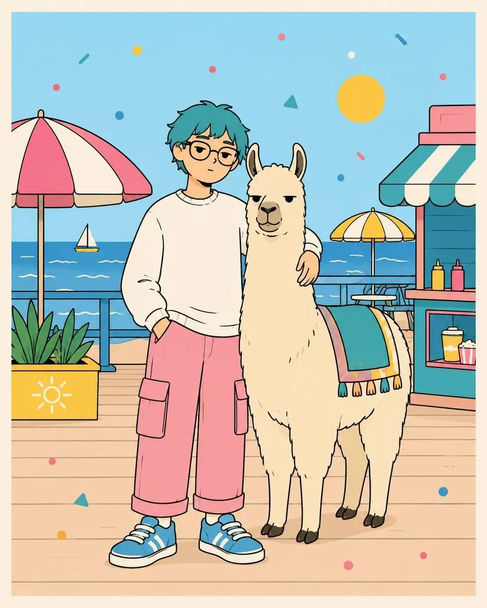 Cute minimalist pastel doodle illustration, kawaii