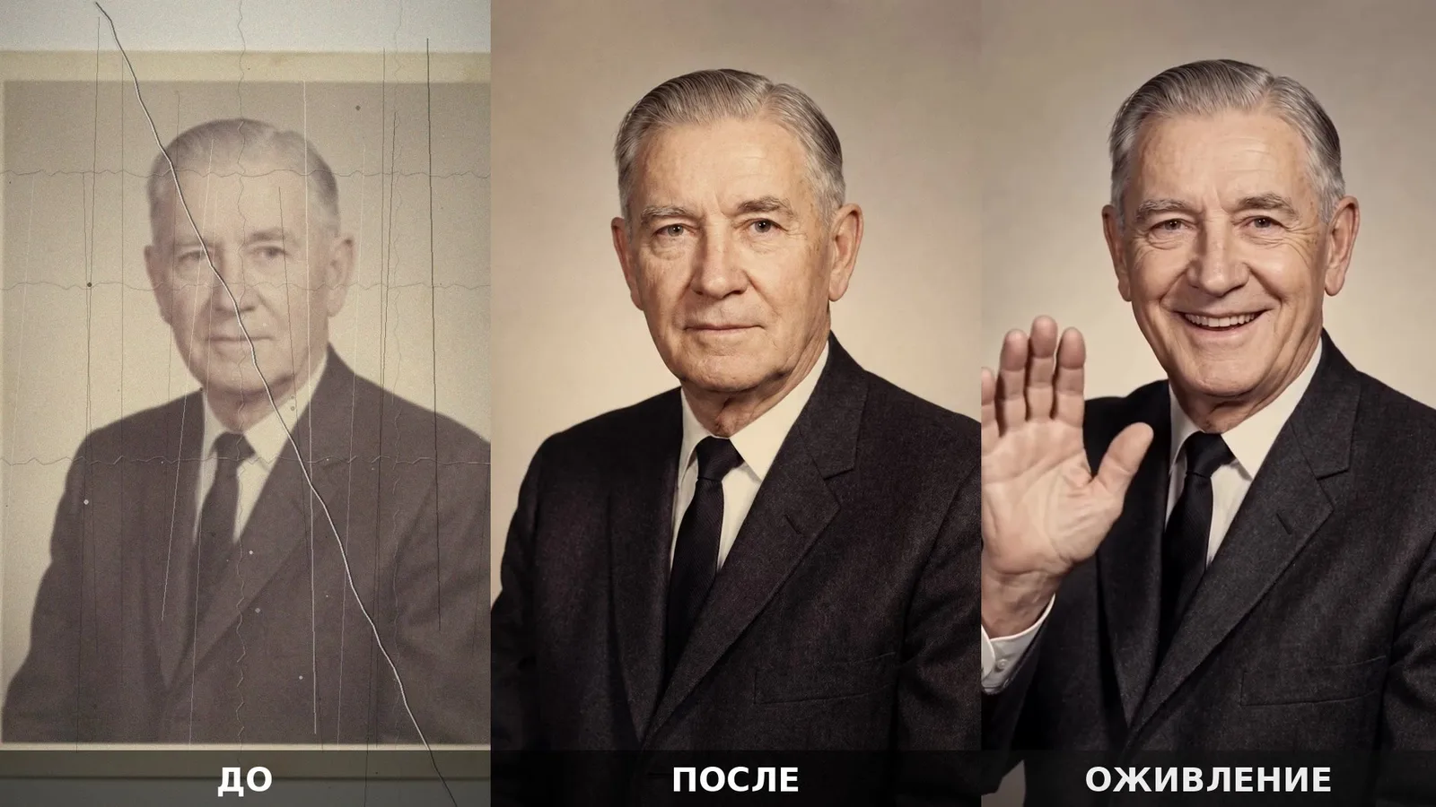 Восстановление старого портрета до и после