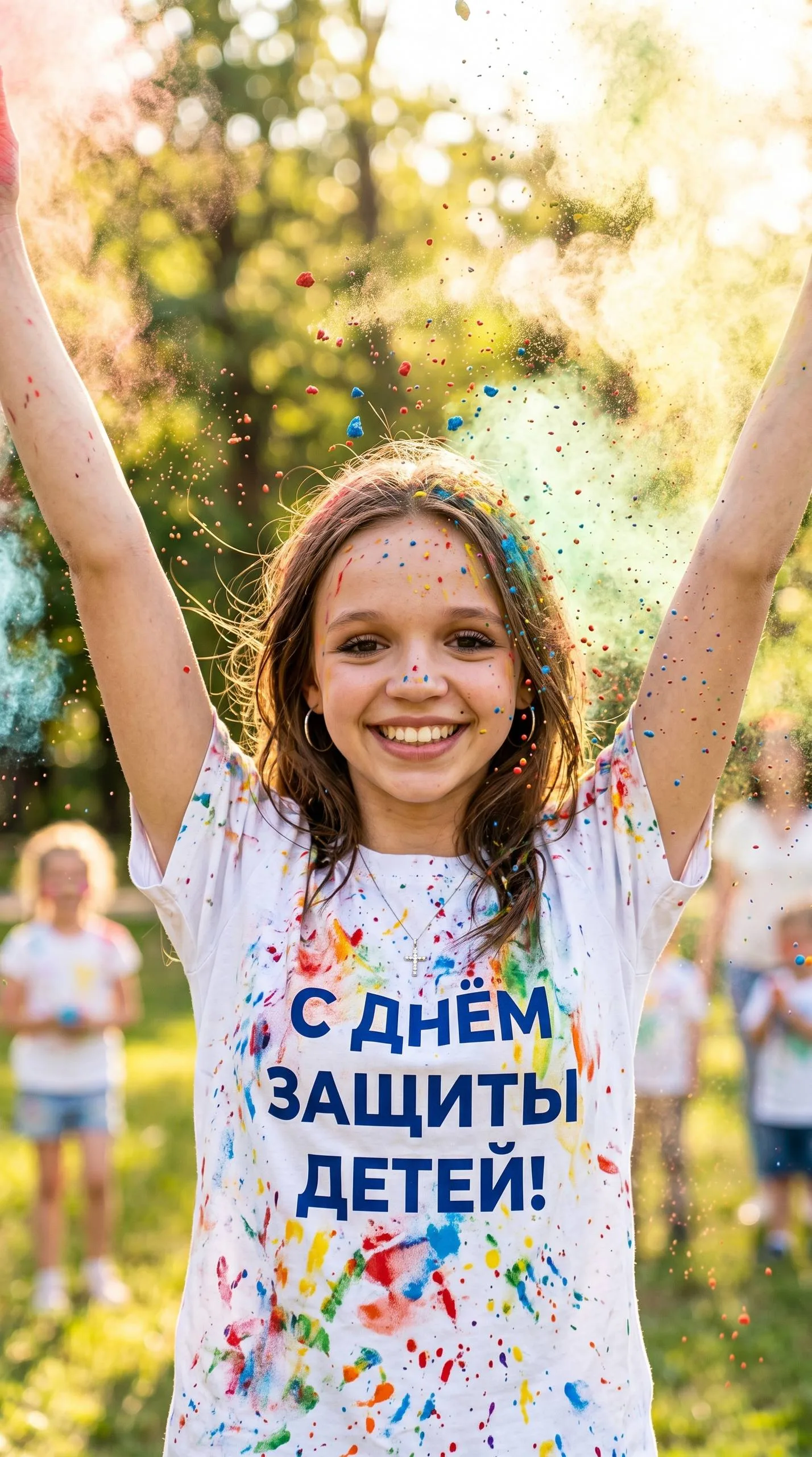 День защиты детей: белая футболка и яркие краски