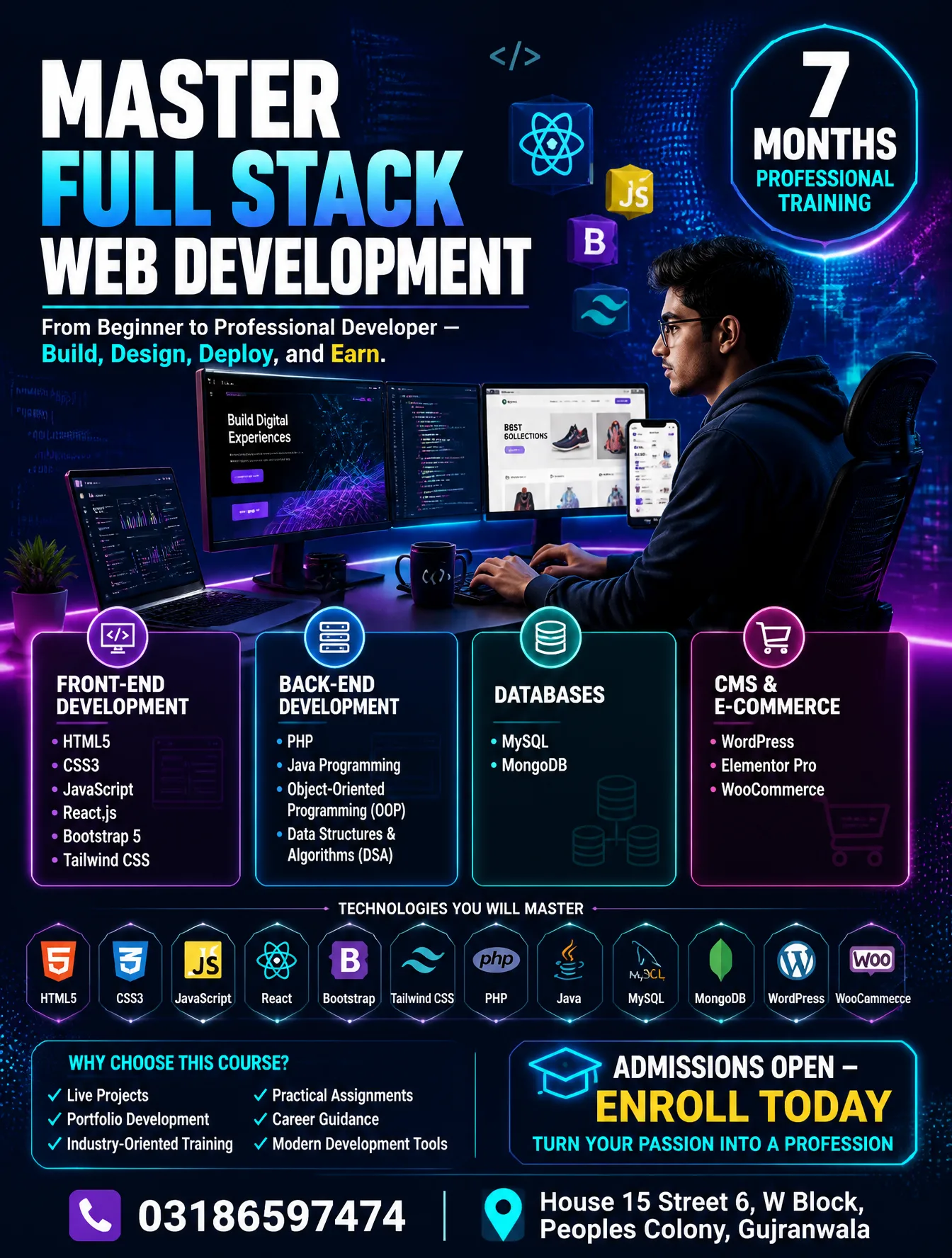 Create a premium educational institute advertisement
