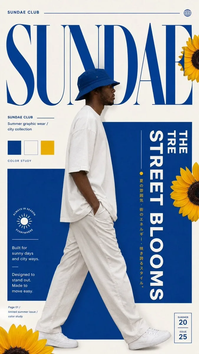 Create a high-end graphic fashion poster