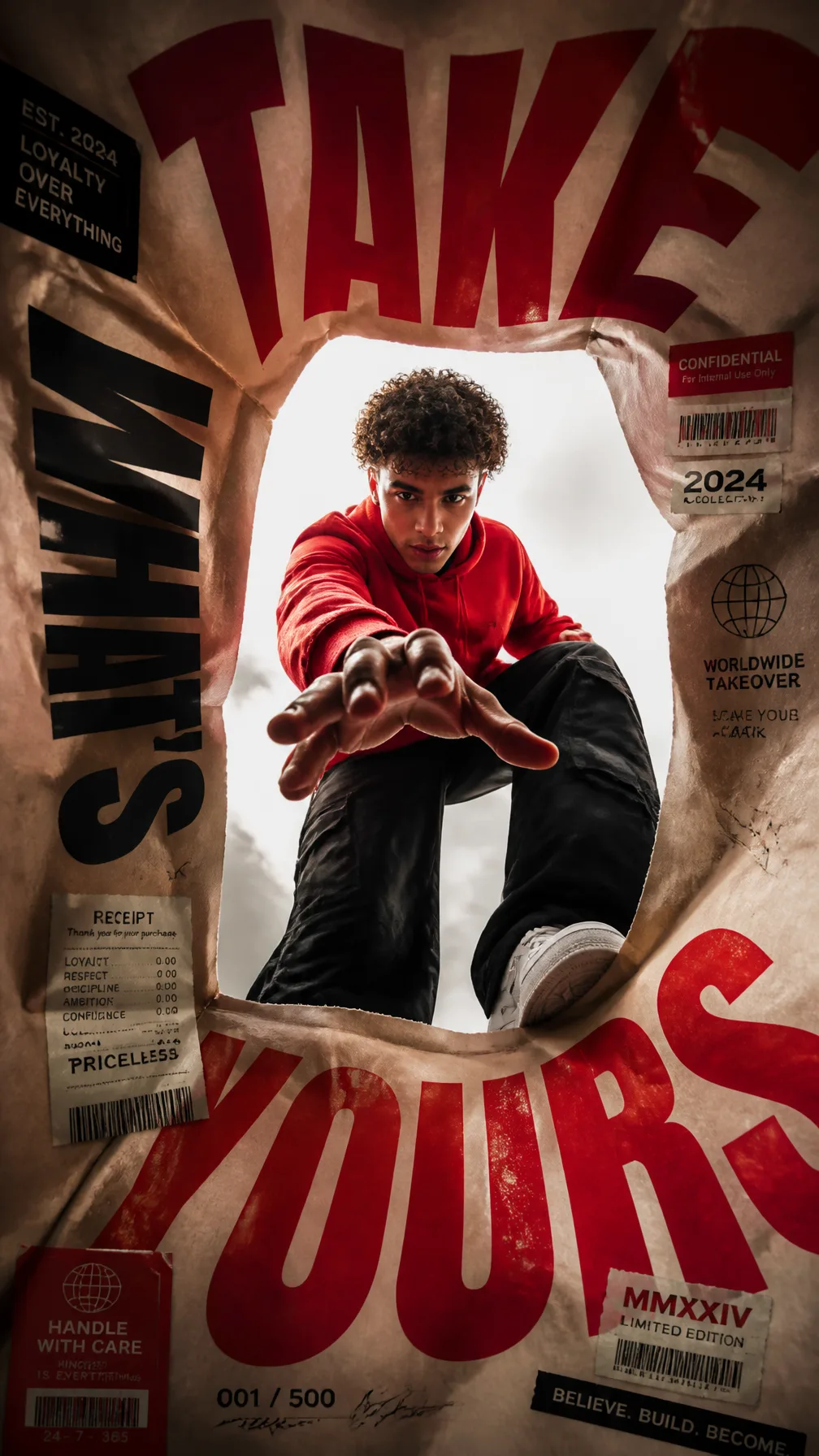 A premium 9:16 streetwear editorial advertising