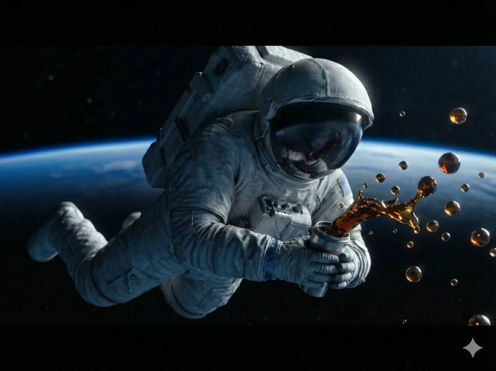 A high-detail, cinematic shot of an astronaut floating in...