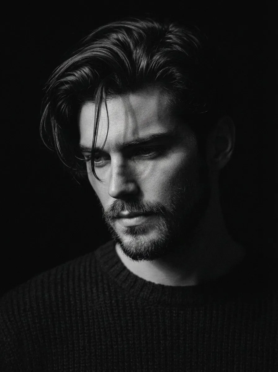 Close-up black and white portrait of a man use image face...