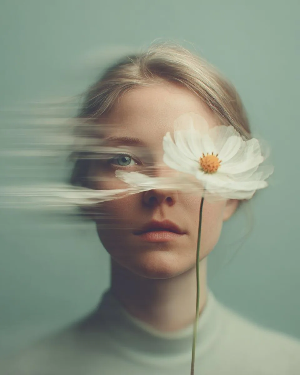 Ultra-realistic fine-art portrait of a young woman with s...