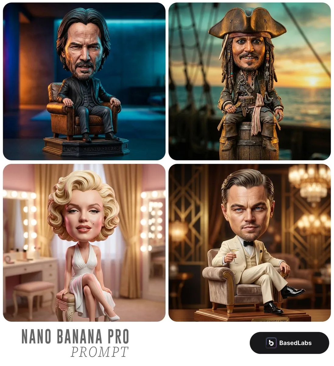 Highly detailed caricature figurine of [SUBJECT] as a cut...