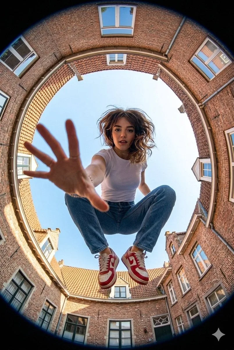 Make an Ultra-wide fisheye lens perspective shot from gro...