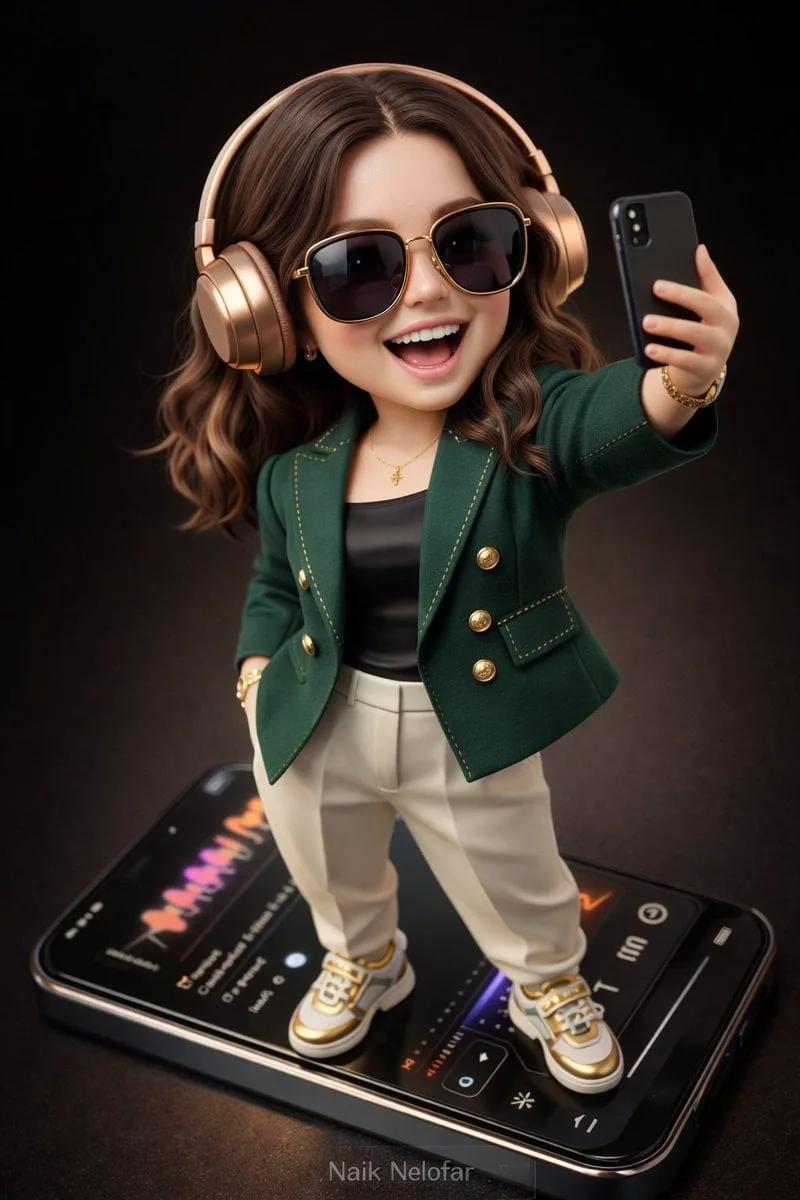 Create a high-detail 3D semi-realistic chibi character wi...