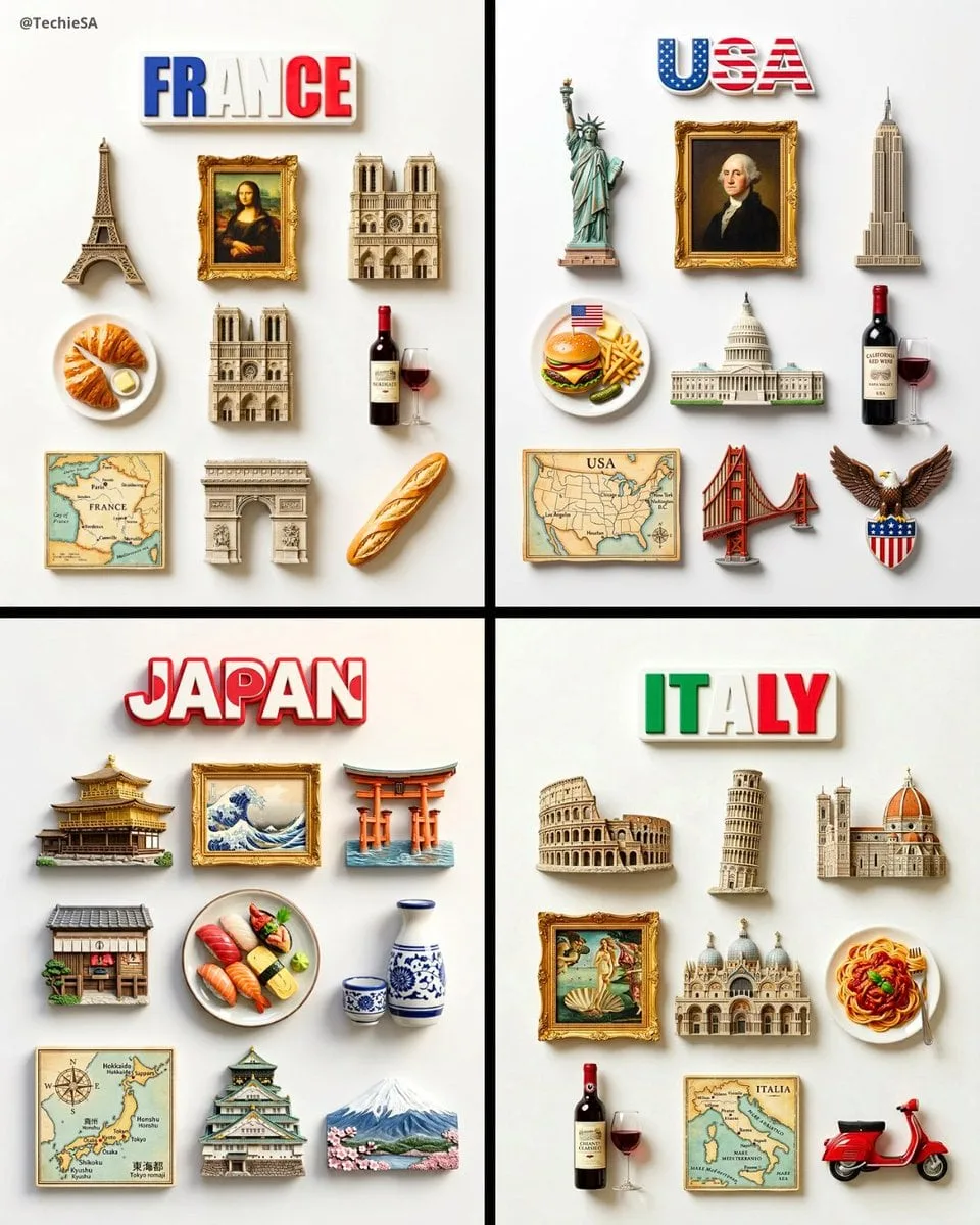 A flat-lay collection of exactly 9 hyper-realistic 3D res...