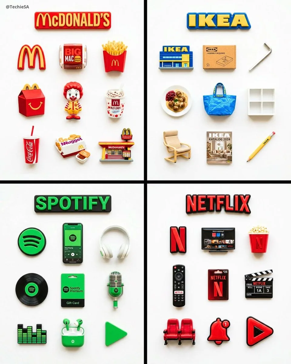 A flat-lay collection of exactly 9 hyper-realistic 3D res...