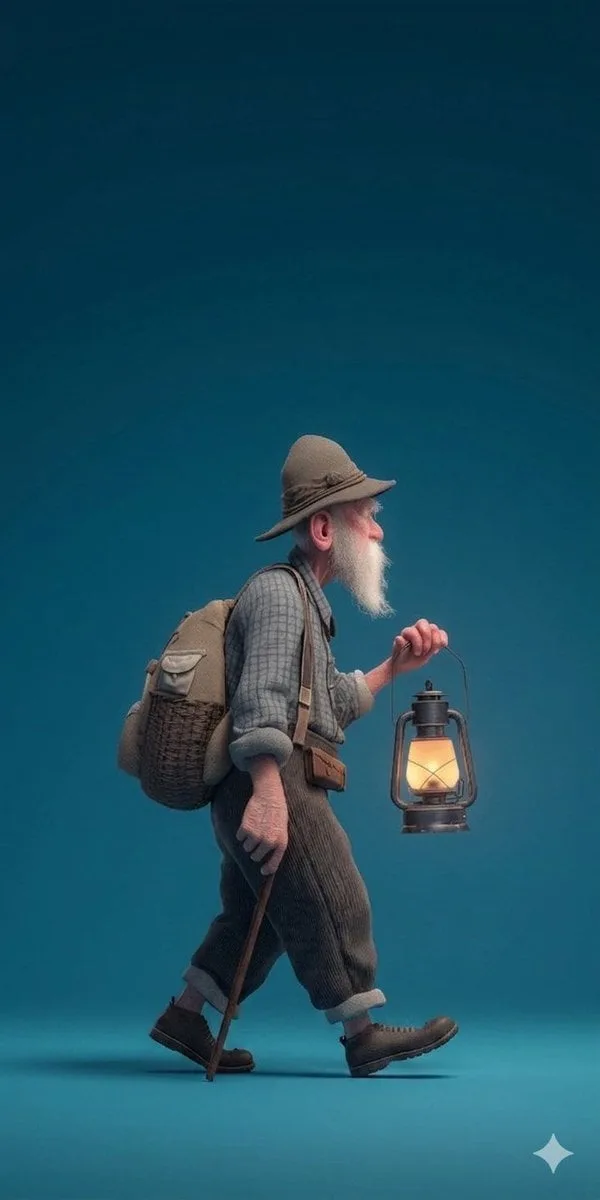 ​A stylized 3D rendered full-body profile portrait of an ...
