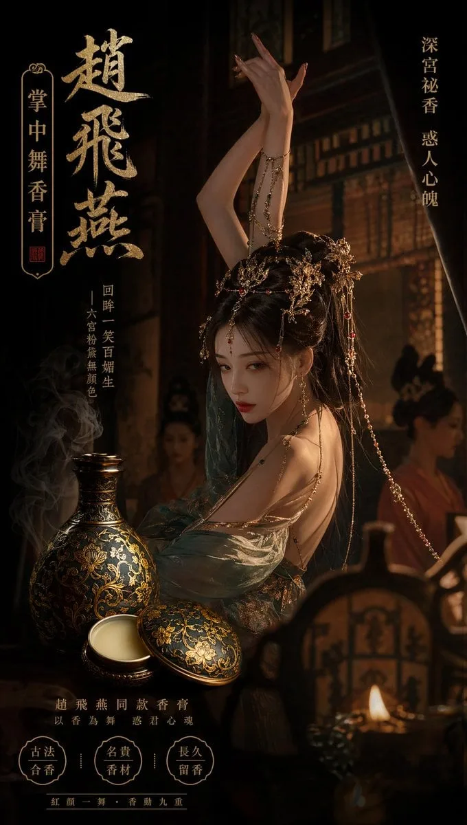 Zhao Feiyan's same Palm Dance Balm advertisement, gold-wrapped lotus …