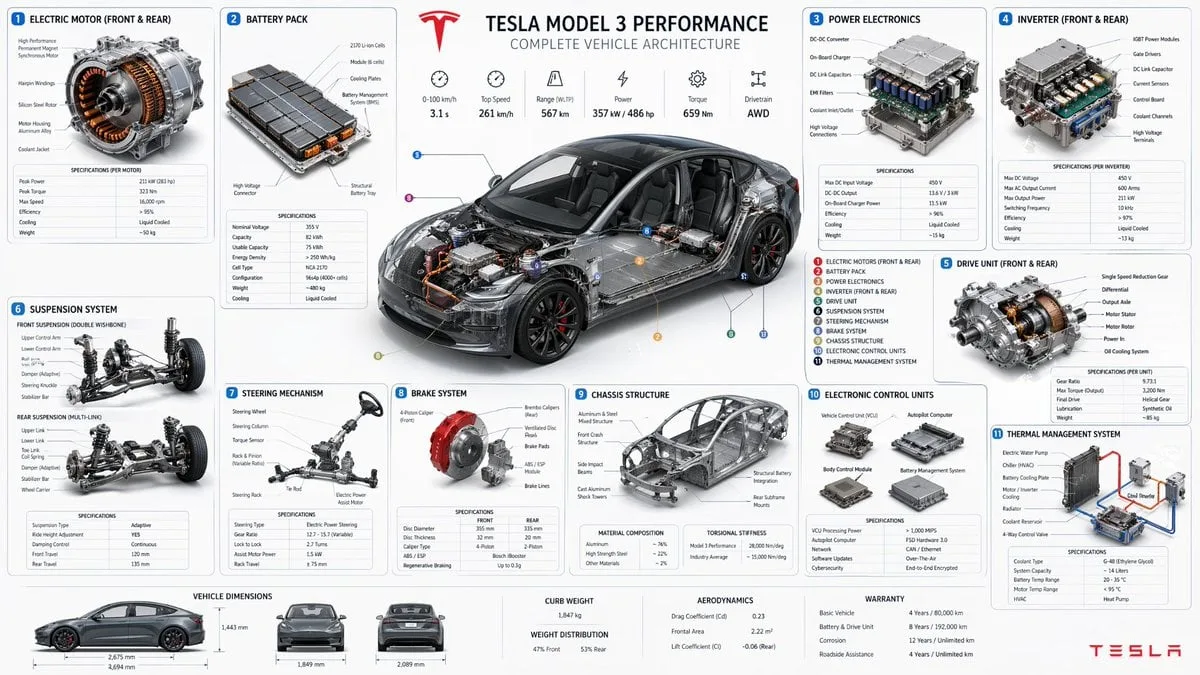 Help me generate detailed pictures of Tesla's main components, and al…