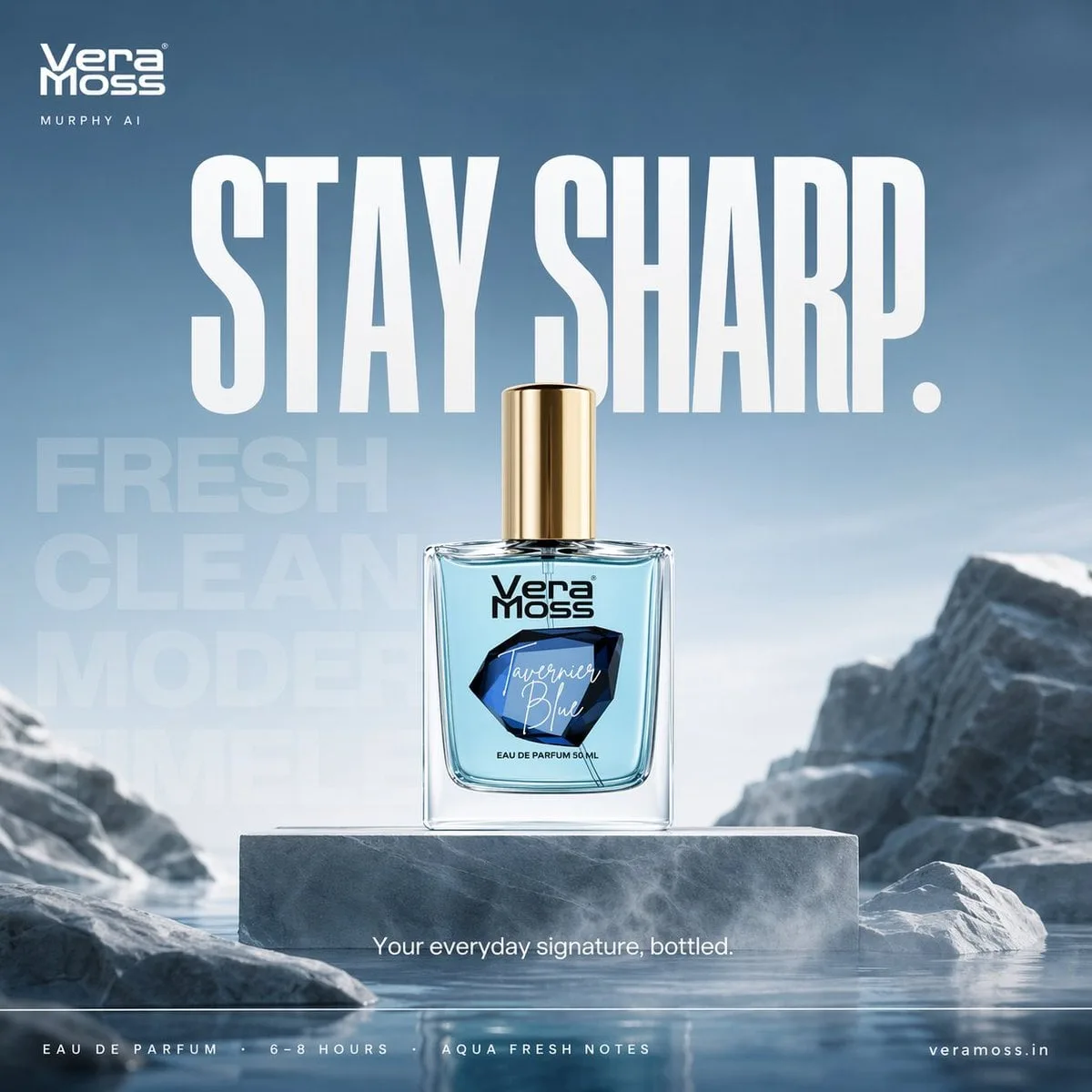 Hyper-realistic cinematic perfume billboard poster for Ve...