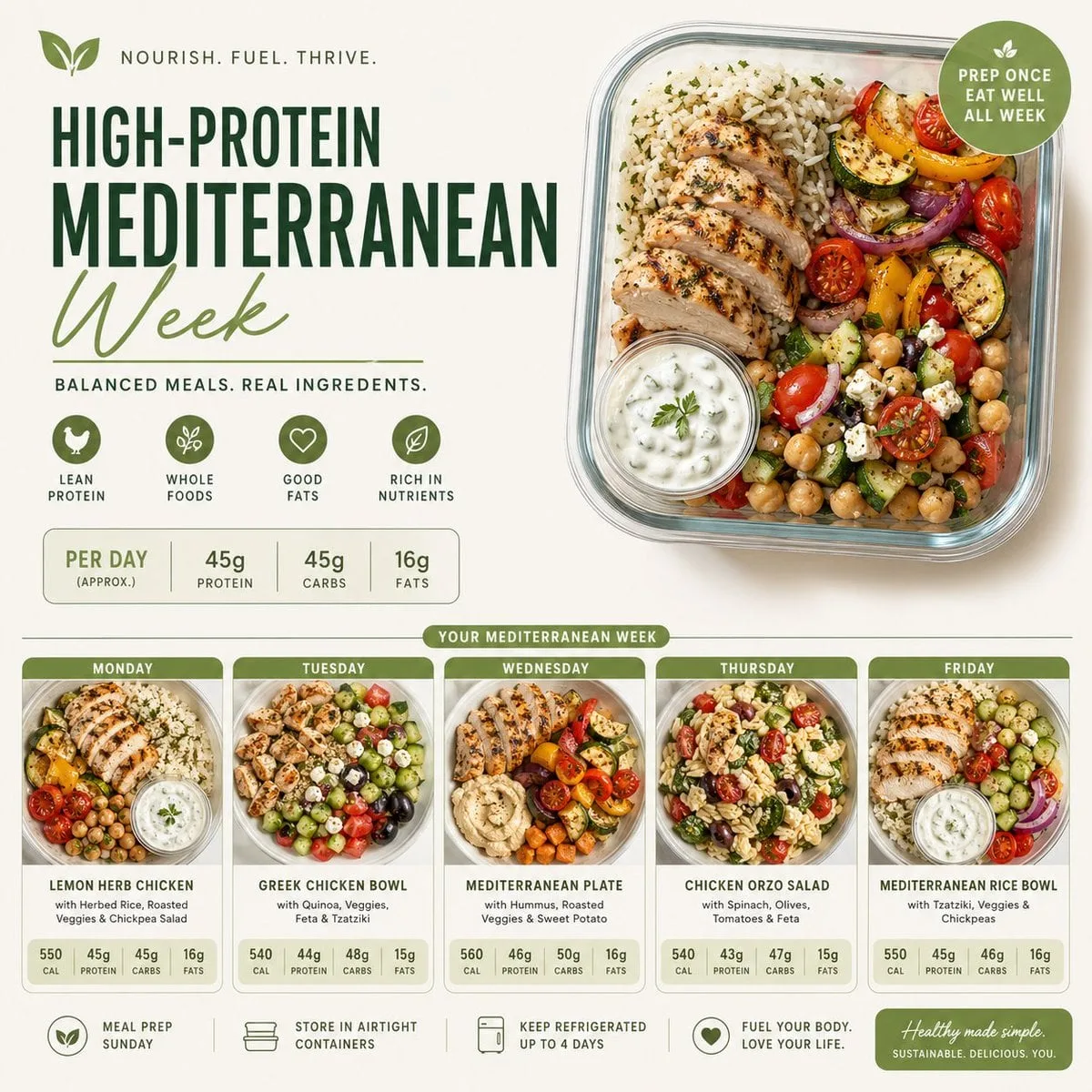 Clean & appetizing meal prep layouts