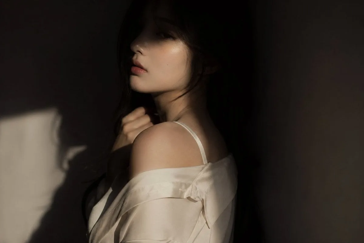 editorial portrait, Korean female idol, subtly sensual o...