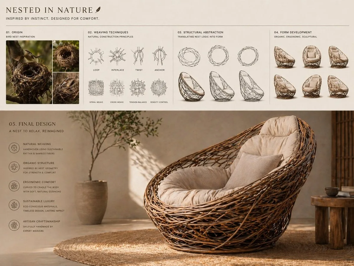 Conceptual transformation, bird nest construction techniq...