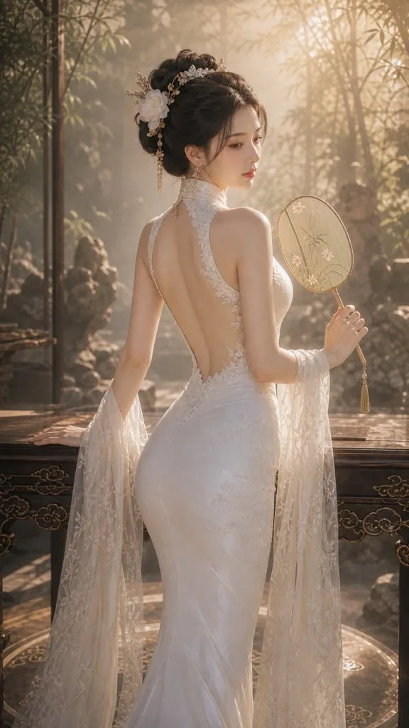 An adult oriental classical beauty, 9:16 vertical composition, sidewa…