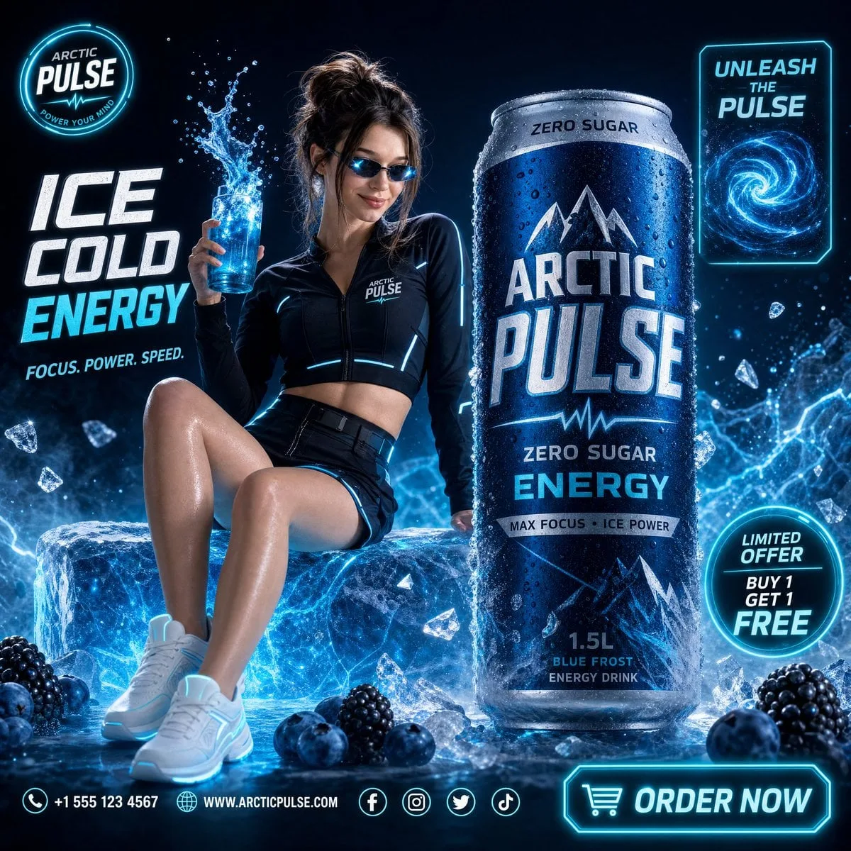 A high-end commercial beverage advertisement for "Arctic ...