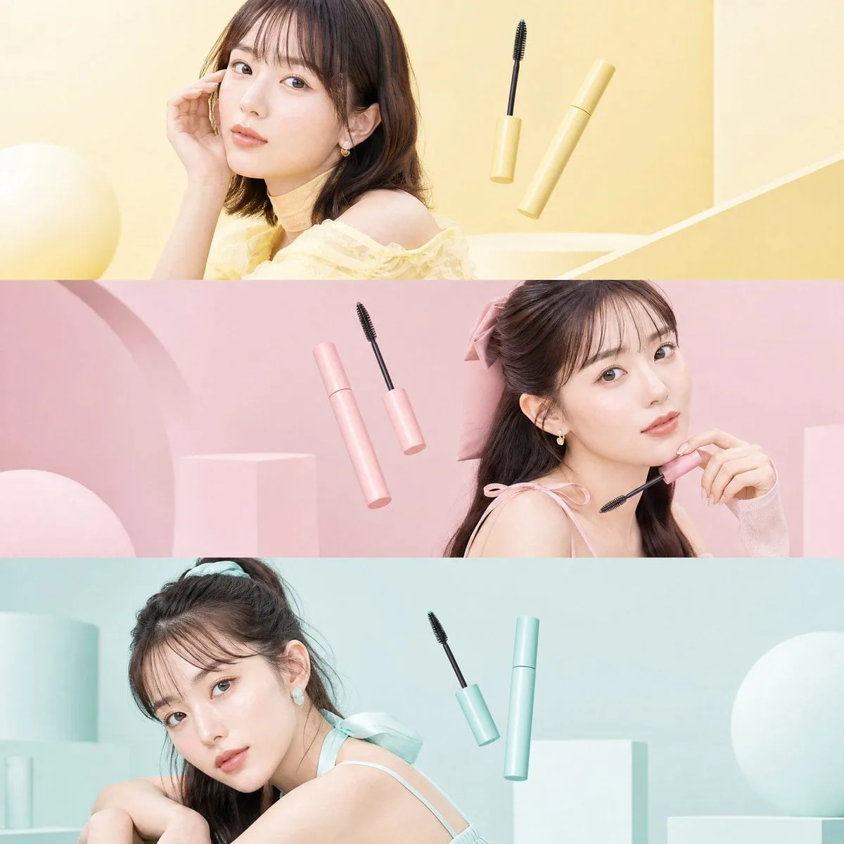 Ultra-premium Japanese beauty editorial collage, three fa...