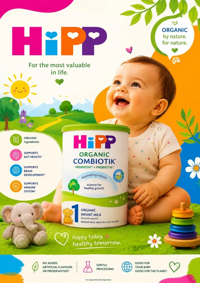 Ultra-premium commercial baby formula advertisement poste...
