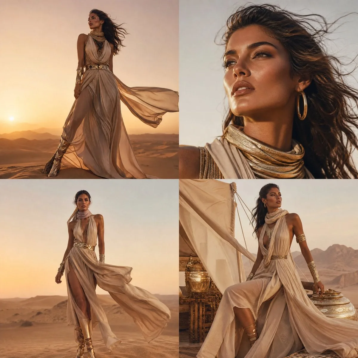 A high-fashion cinematic desert shoot inspired by Vogue e...