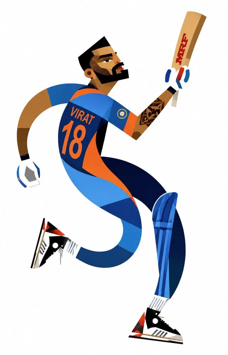 Create a stylized geometric cubist sports illustration po...