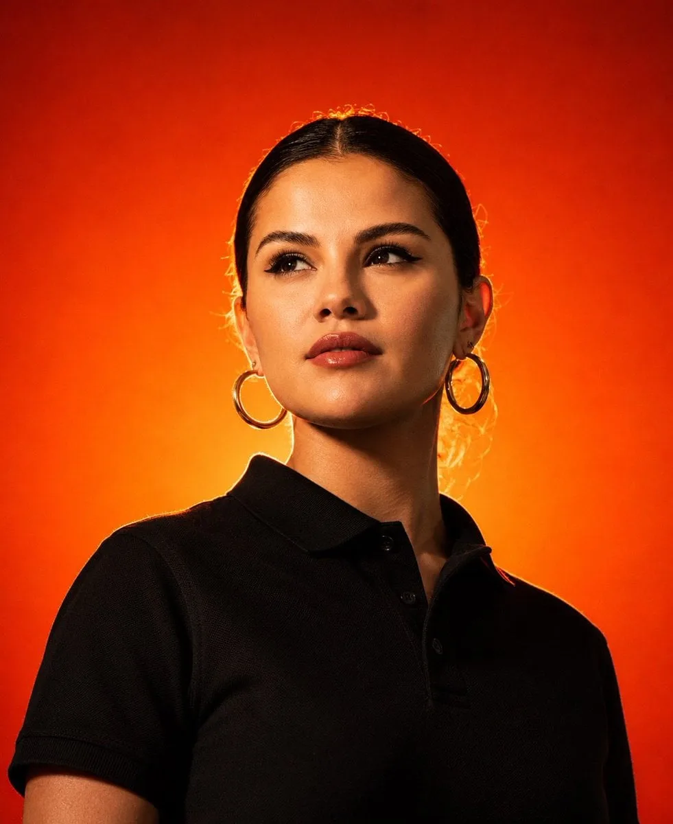 Ultra-realistic studio portrait photography, confident fa...