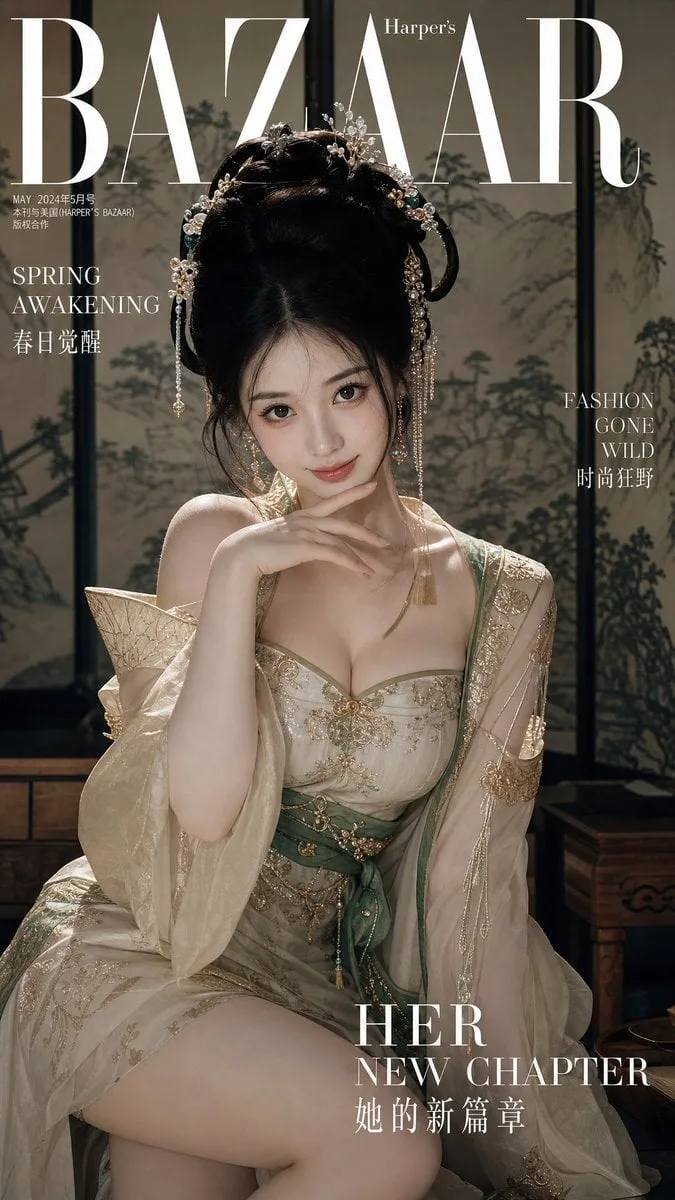 On the cover of a top modern fashion magazine, a 20-year-old Chinese-…