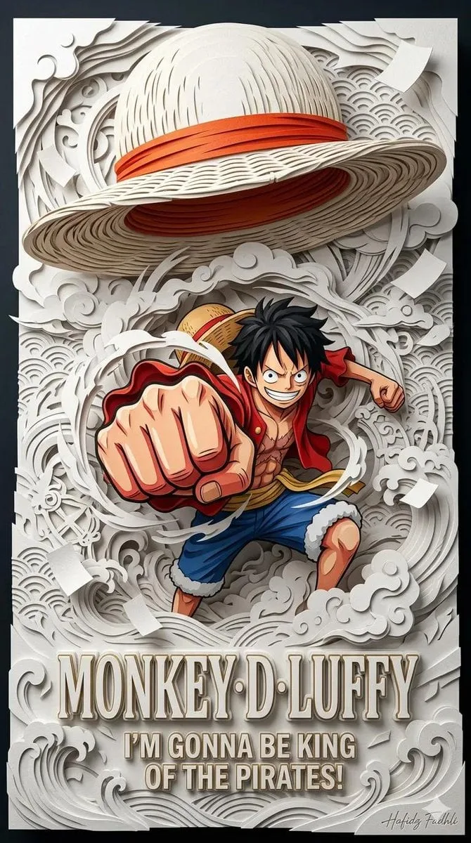 Ultra-detailed 3D layered papercraft anime poster, dynami...