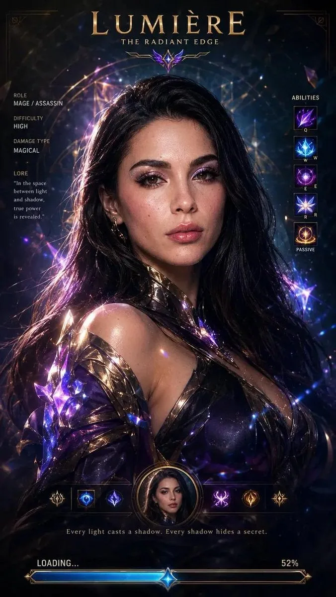 Cinematic League of Legends champion loading screen, ultr...