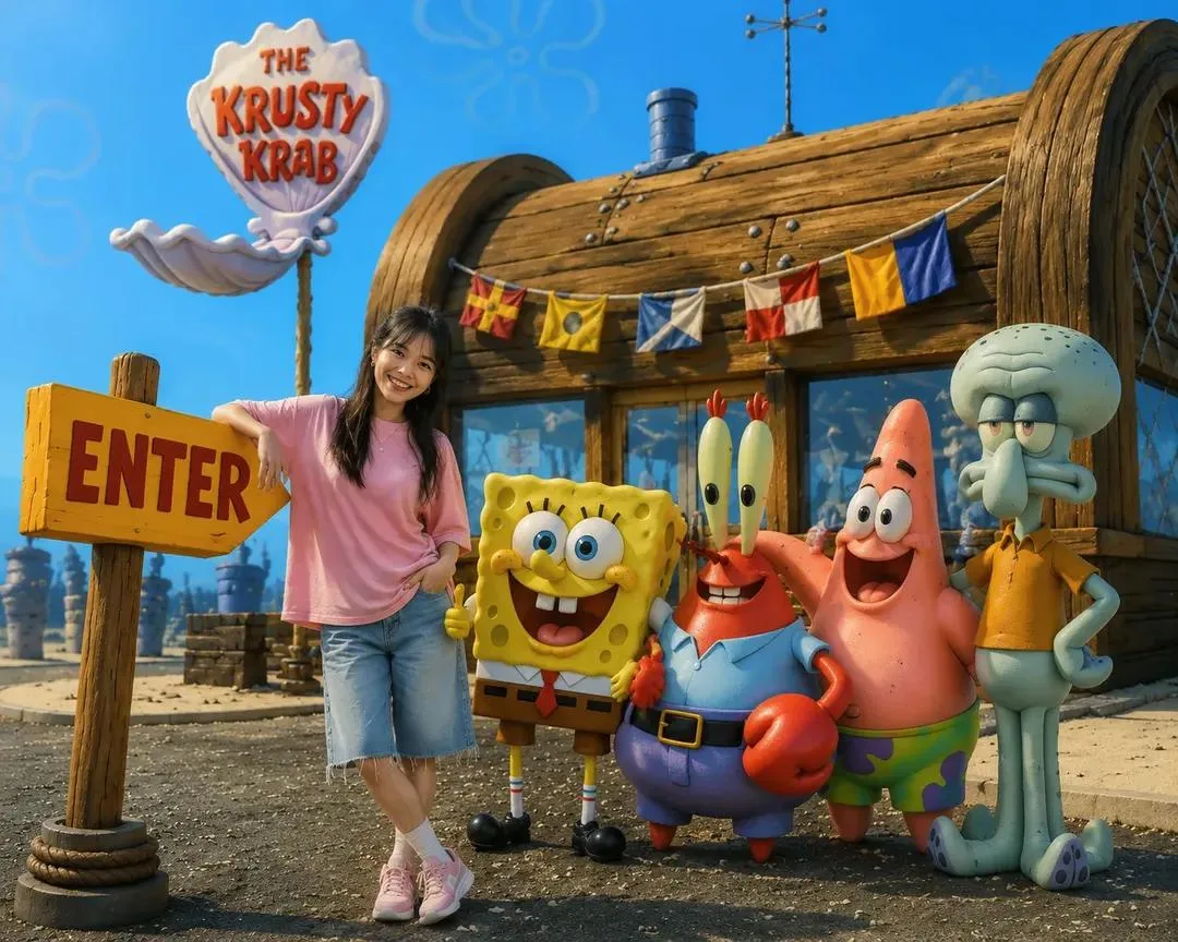 A realistic 3D live-action style photo of a cheerful youn...