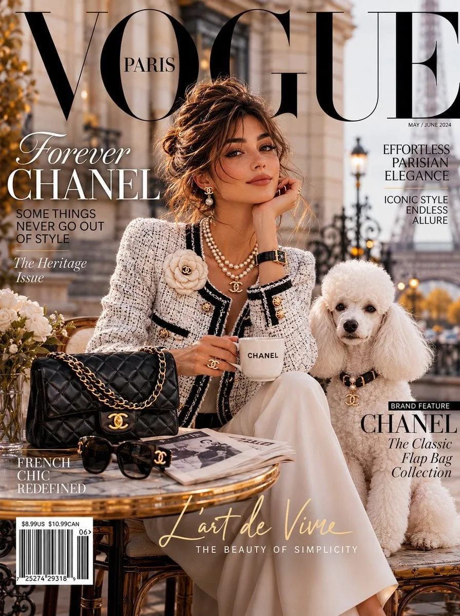 [SUBJECT]: An impossibly elegant young woman in a classic...