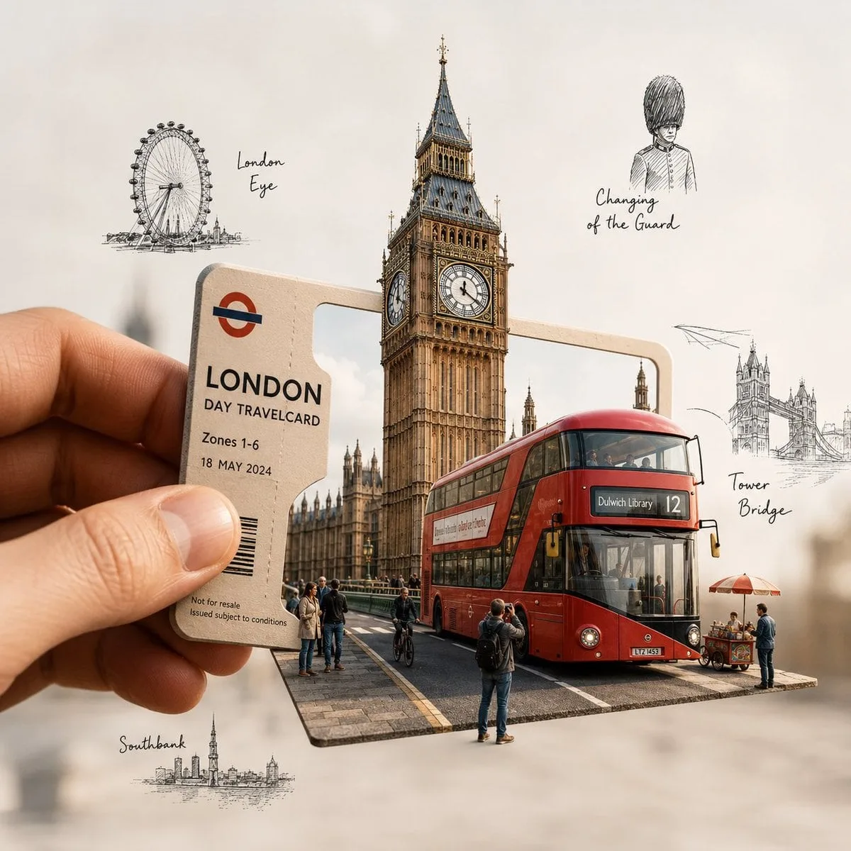 Create a highly detailed, premium travel-art illustration...