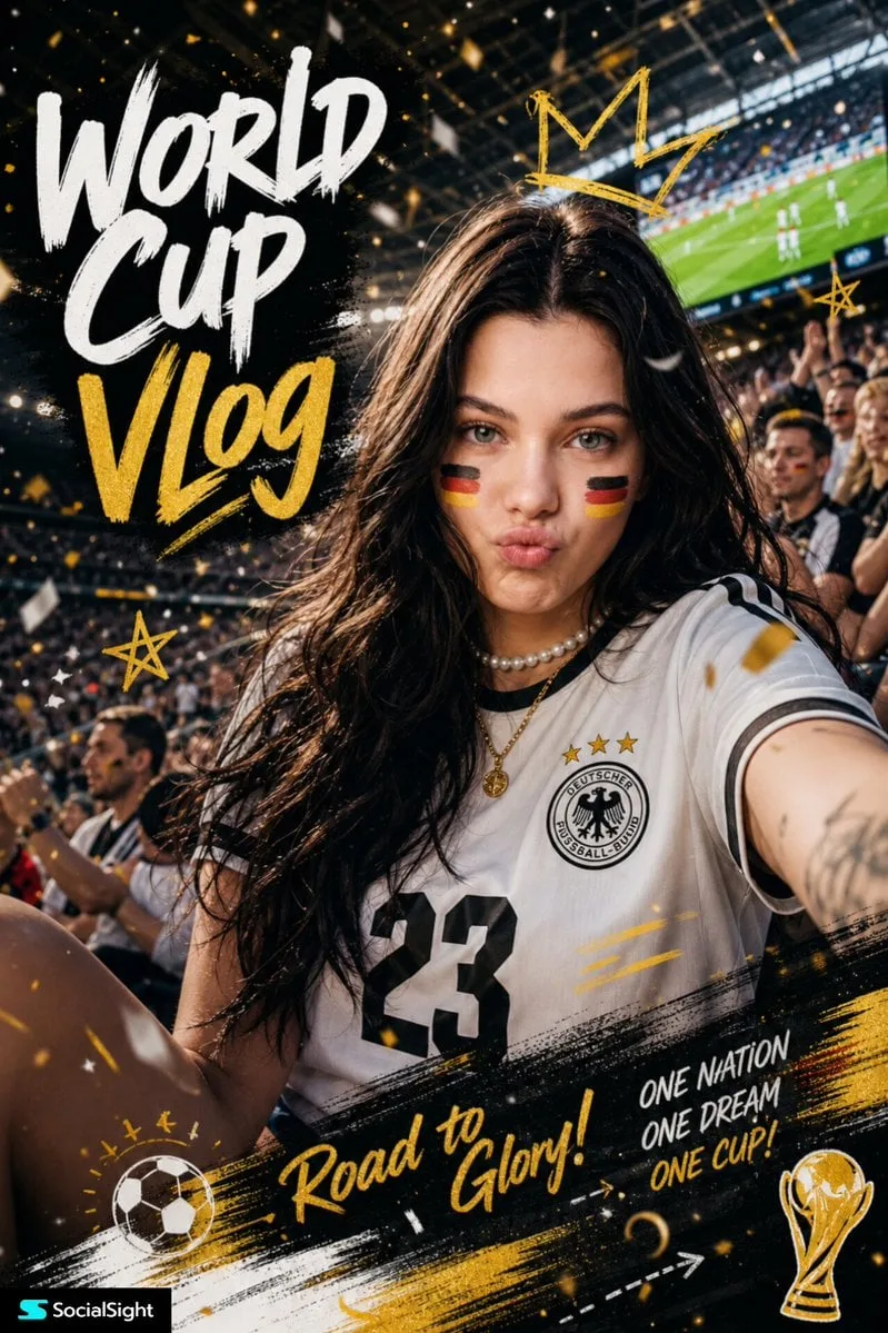 Ultra-realistic sports fan portrait poster, beautiful you...