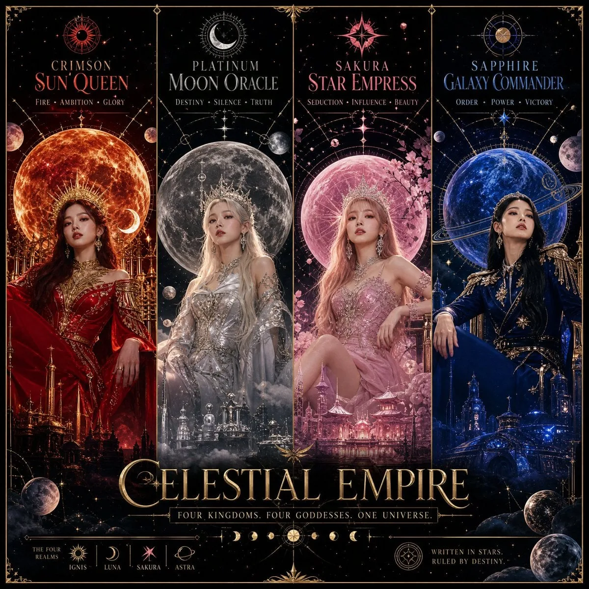 Theme: Four goddesses ruling four cosmic kingdoms