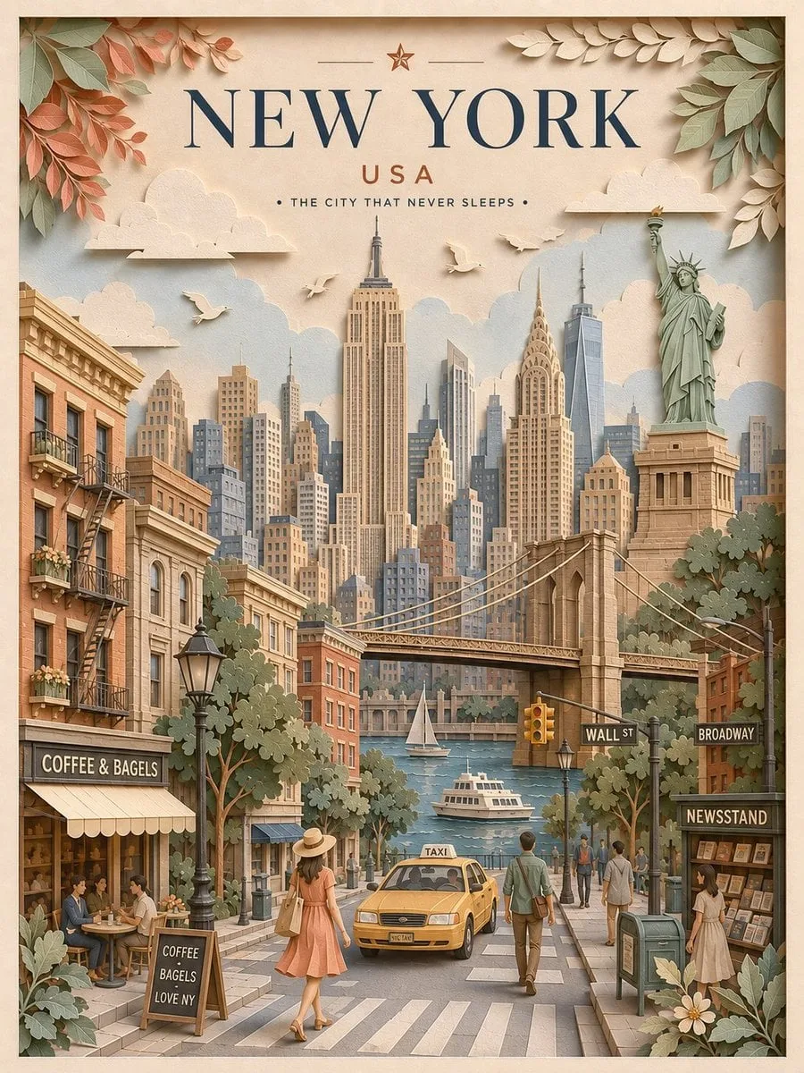 Create a highly detailed vertical travel poster in an ele...