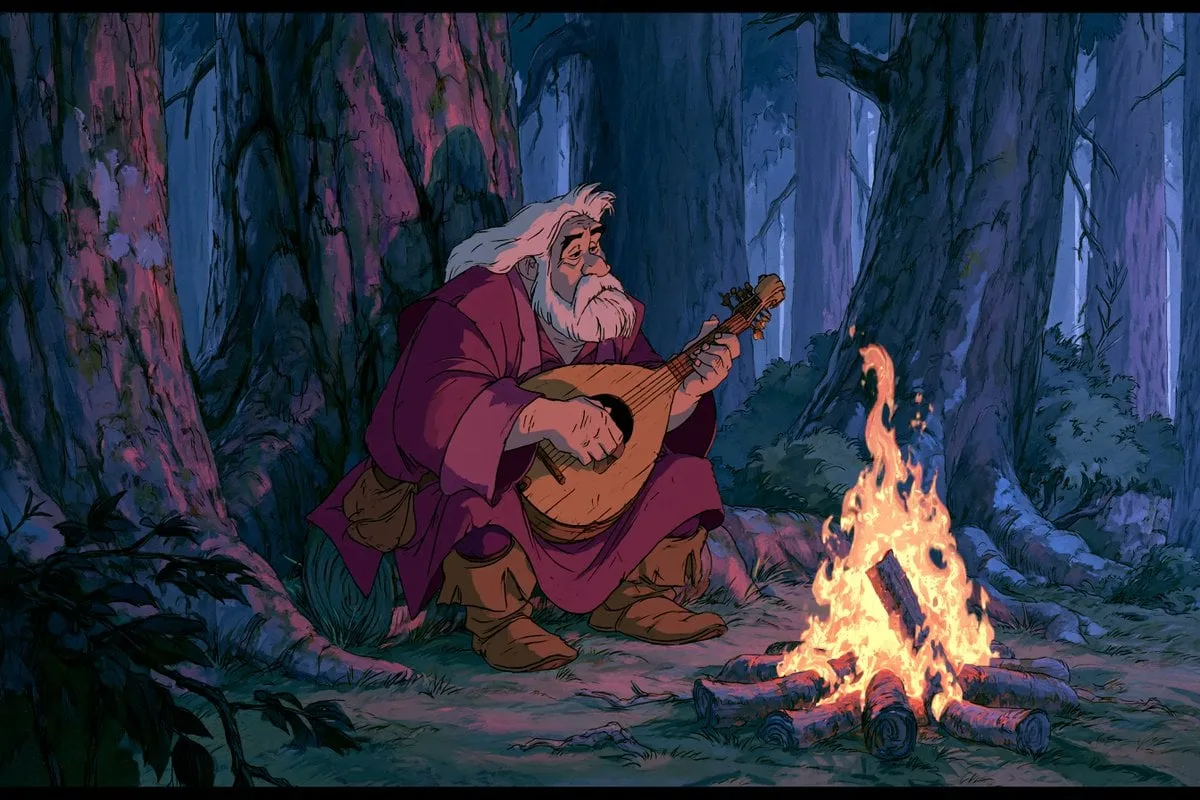 1980s American fantasy animation style, a [subject] holdi...