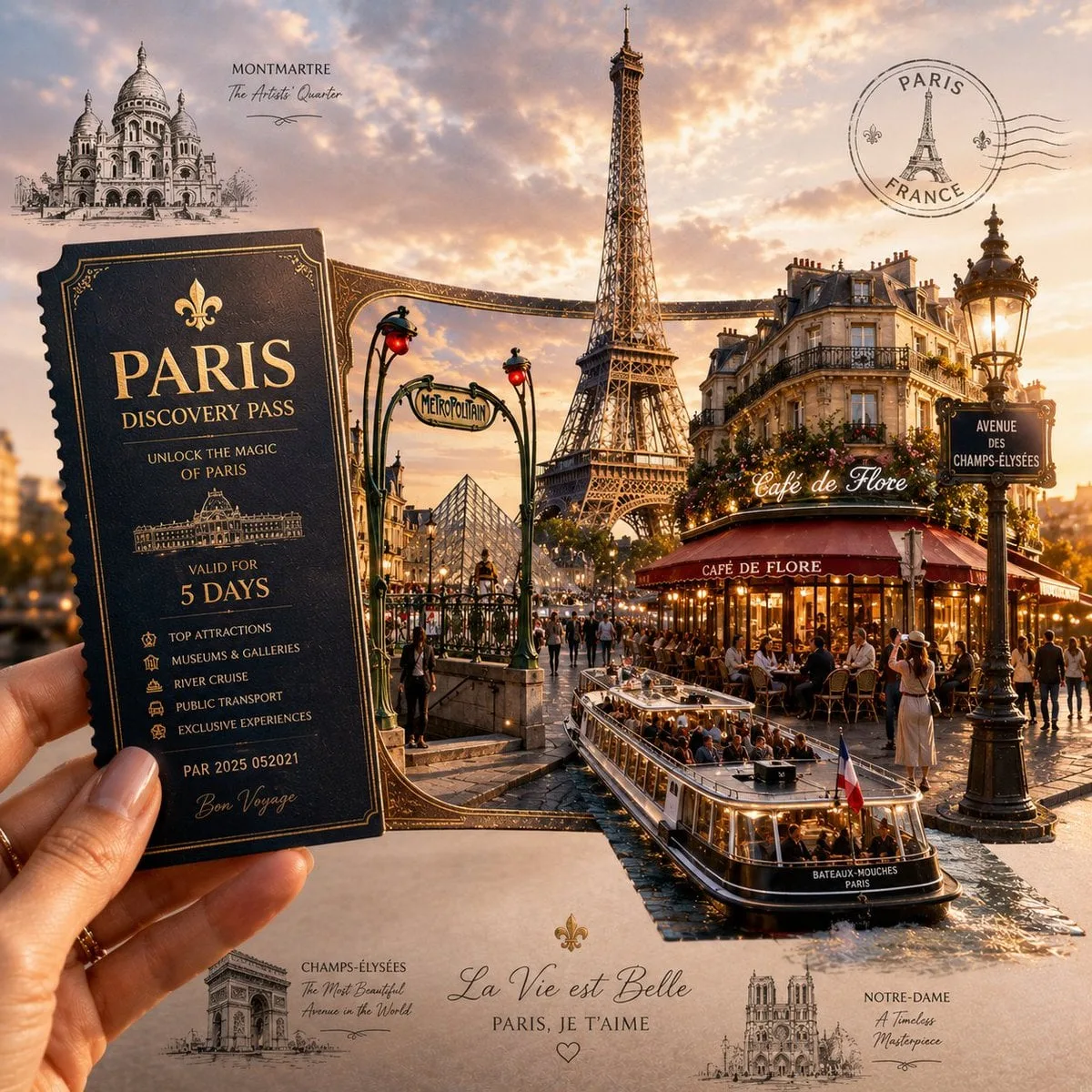 Create a highly detailed, premium travel-art illustration...