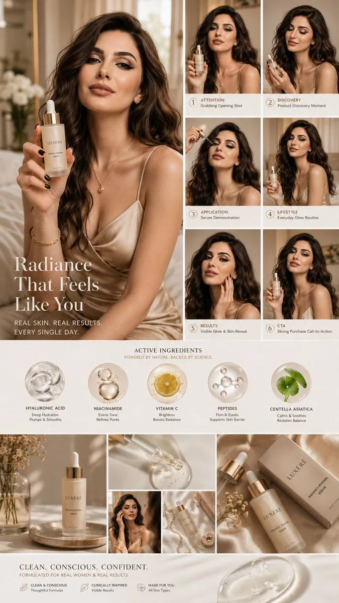 Luxury skincare UGC campaign mood board, designed around ...