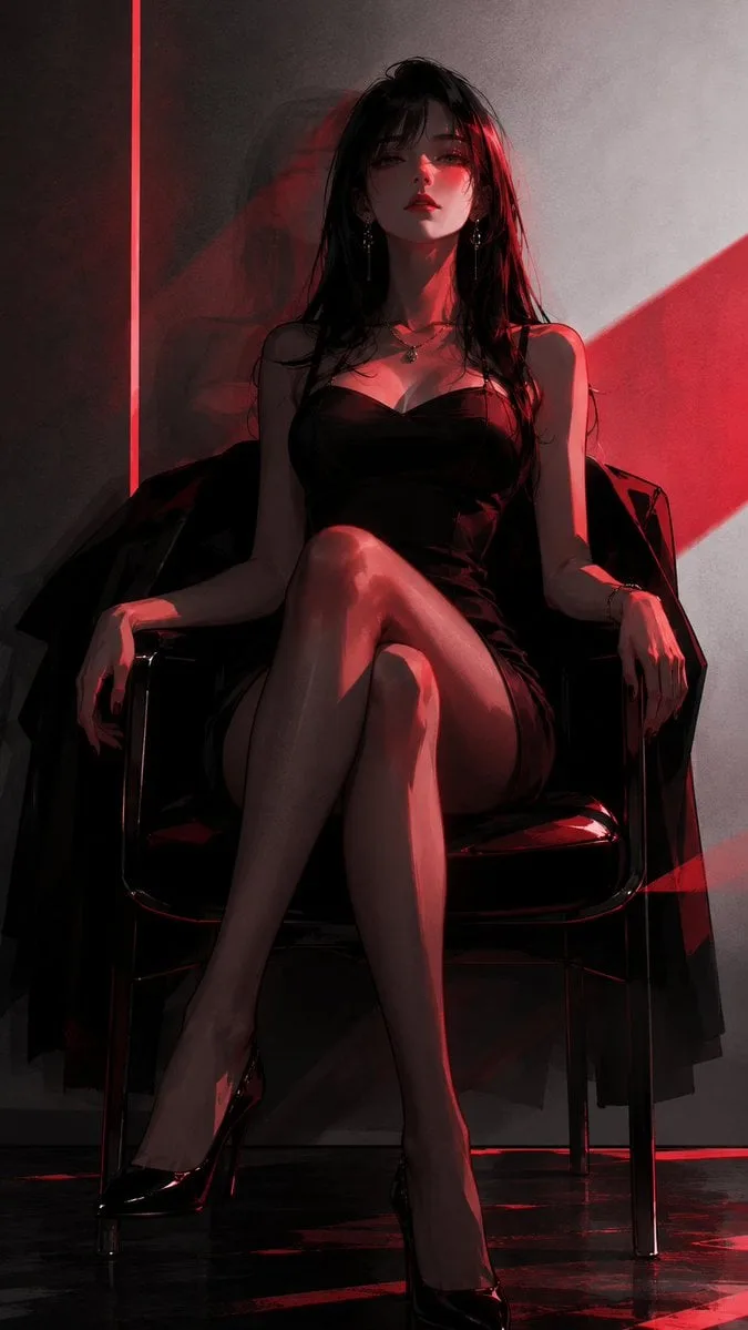 Dark black and red light semi-realistic two-dimensional illustration,…